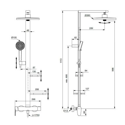 Ideal Standard BD584XG - Ensemble de douche avec mitigeur CERAFLOW ALU+ noir mat