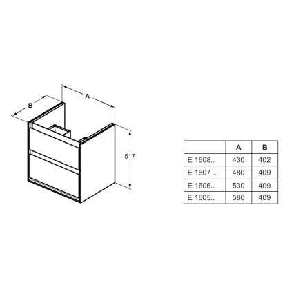Ideal Standard E1606B2 - Meuble sous-vasque CONNECT AIR 53x40,9cm blanc