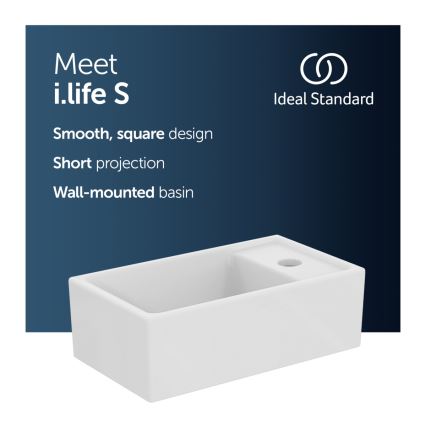 Ideal Standard E211201 - Lavabo suspendu I.LIFE S 37 x 21 cm céramique/blanc
