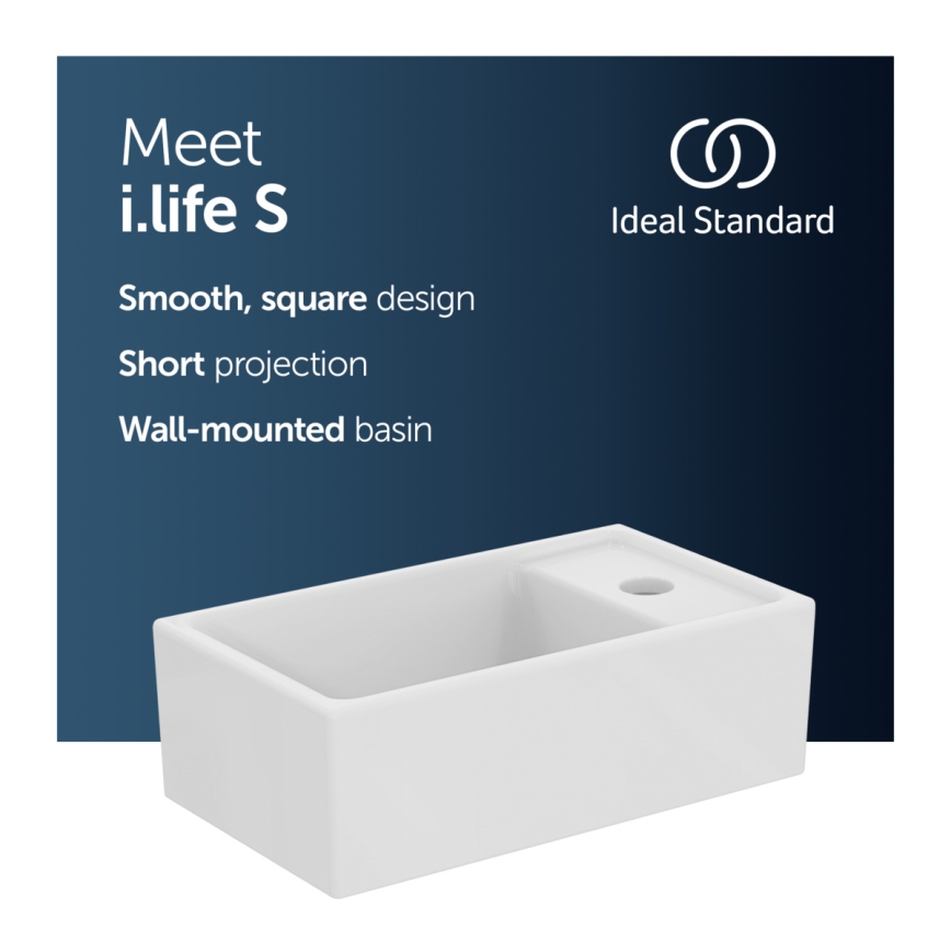 Ideal Standard E211201 - Lavabo suspendu I.LIFE S 37 x 21 cm céramique/blanc
