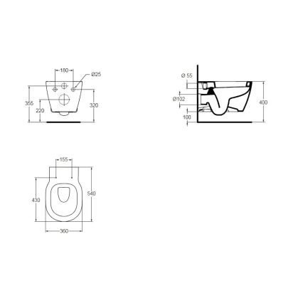 Ideal Standard E823201 - WC suspendu CONNECT céramique/blanc