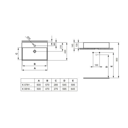 Ideal Standard K081601 - Lavabo à poser STRADA 50x42 cm céramique/blanc