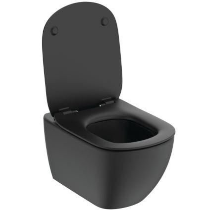 Ideal Standard T3546V3 - WC suspendu TESI en céramique avec abattant à fermeture douce, finition noire