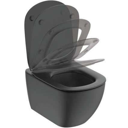 Ideal Standard T3546V3 - WC suspendu TESI en céramique avec abattant à fermeture douce, finition noire