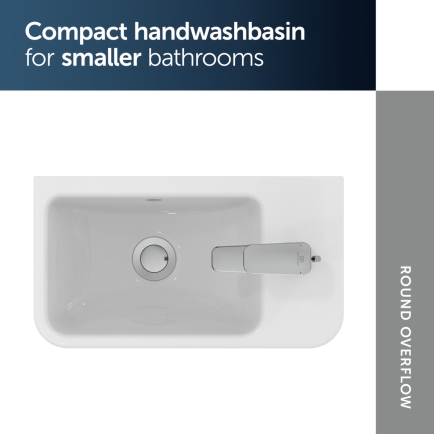 Ideal Standard T458601 - Lavabo suspendu I.LIFE S 45 x 25 cm en céramique, blanc