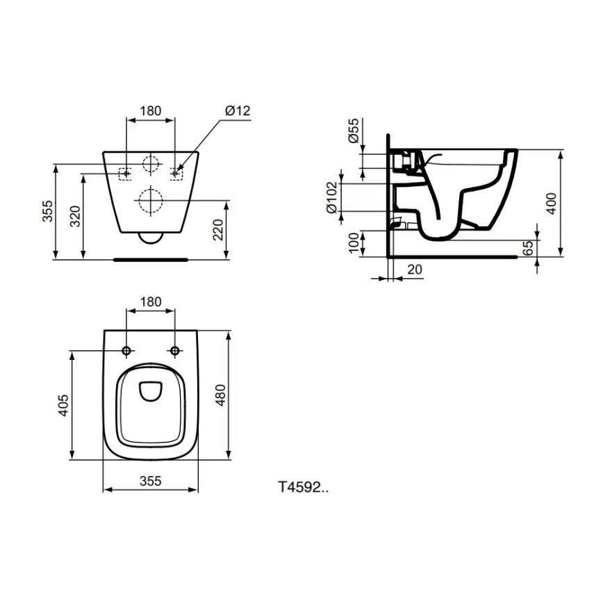 Ideal Standard T459201 - WC suspendu sans bride I.LIFE S céramique/blanc