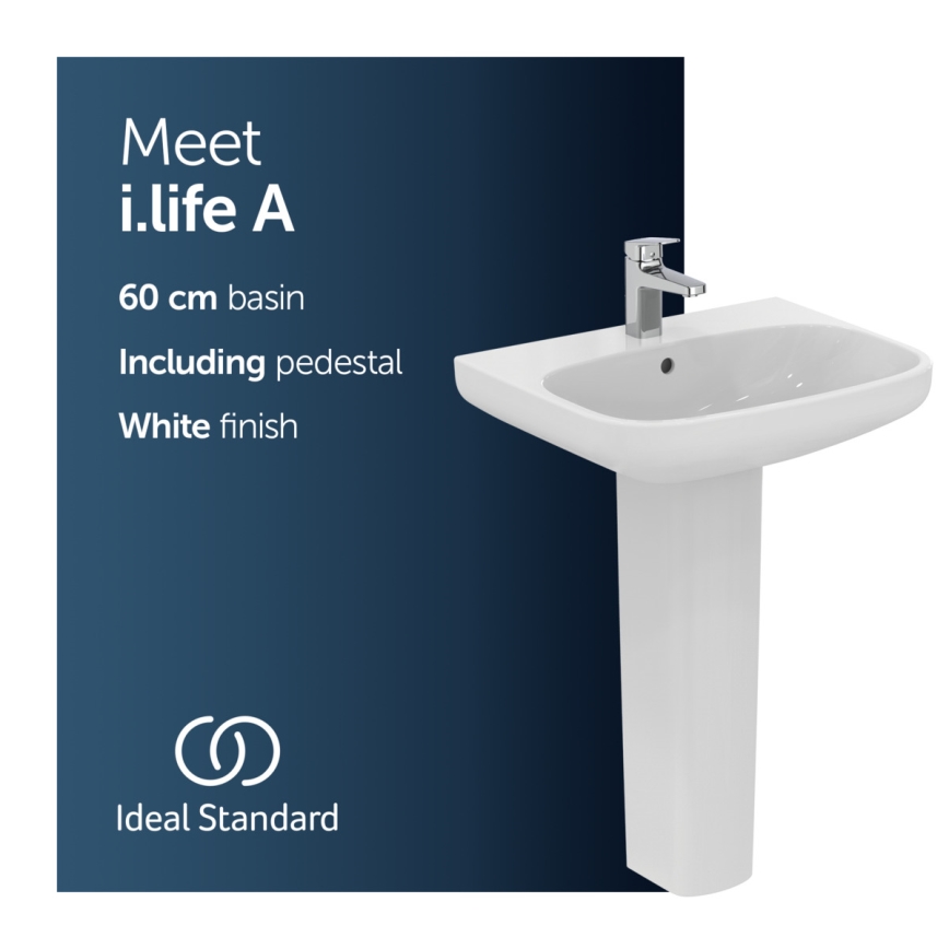 Ideal Standard T470501 - Lavabo suspendu I.LIFE A 60x48 cm céramique/blanc