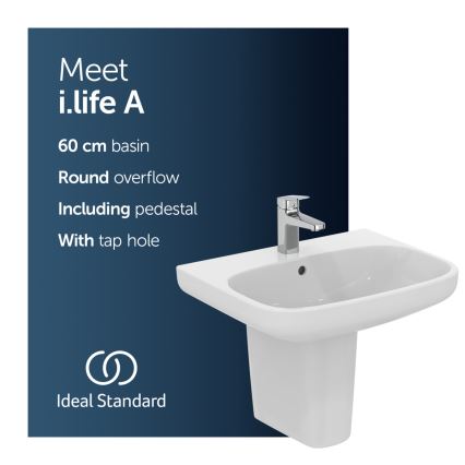 Ideal Standard T470501 - Lavabo suspendu I.LIFE A 60x48 cm céramique/blanc