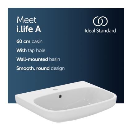 Ideal Standard T470501 - Lavabo suspendu I.LIFE A 60x48 cm céramique/blanc
