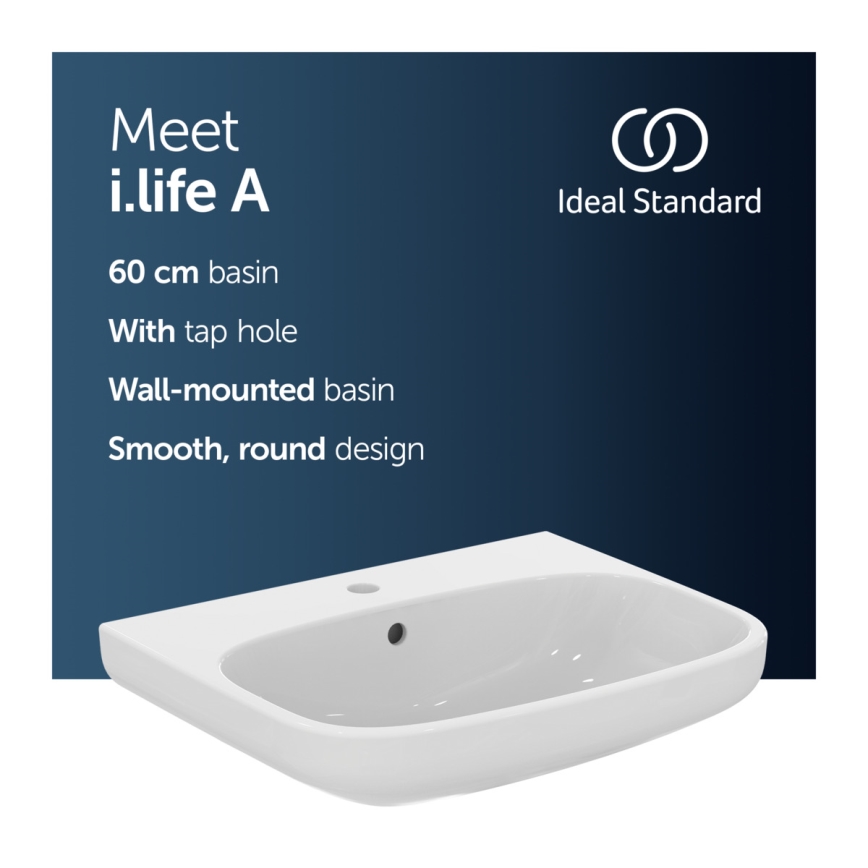 Ideal Standard T470501 - Lavabo suspendu I.LIFE A 60x48 cm céramique/blanc
