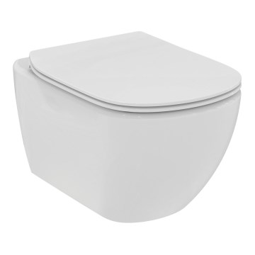 Ideal Standard T536001 - WC suspendu sans bride avec abattant à fermeture douce SoftClose TESI, céramique/blanc