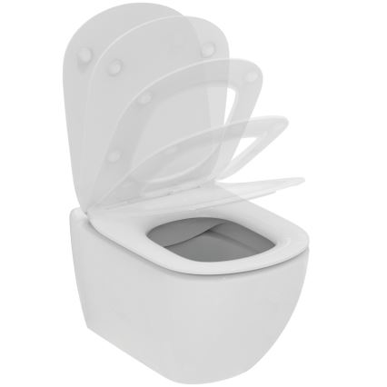 Ideal Standard T536001 - WC suspendu sans bride avec abattant à fermeture douce SoftClose TESI, céramique/blanc