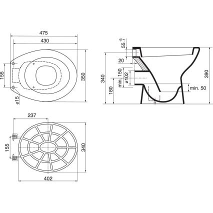 Ideal Standard VV612000 - Grille en plastique pour évier 34x40,2 cm grise