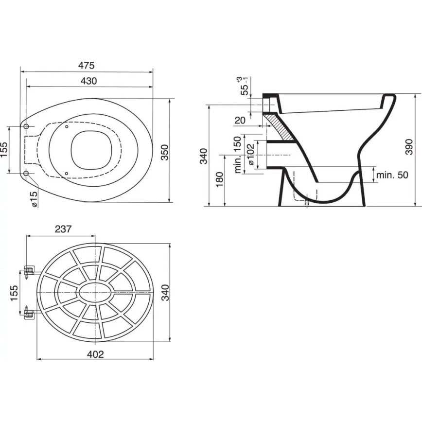 Ideal Standard VV612000 - Grille en plastique pour évier 34x40,2 cm grise