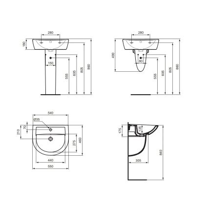 Ideal Standard W332601 - Lavabo suspendu EUROVIT 55 x 46 cm céramique/blanc