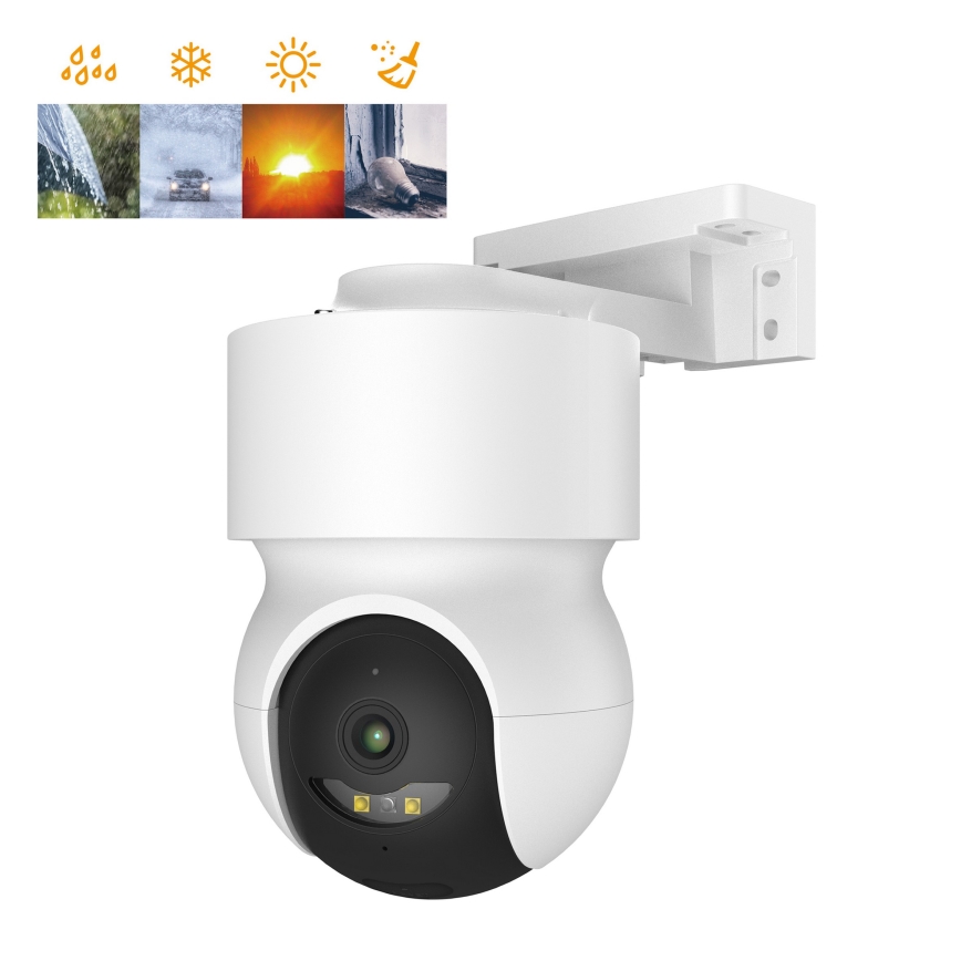Caméra extérieure intelligente 2K avec capteur de mouvement, 12V, IP65, Wi‑Fi, Tuya, blanche