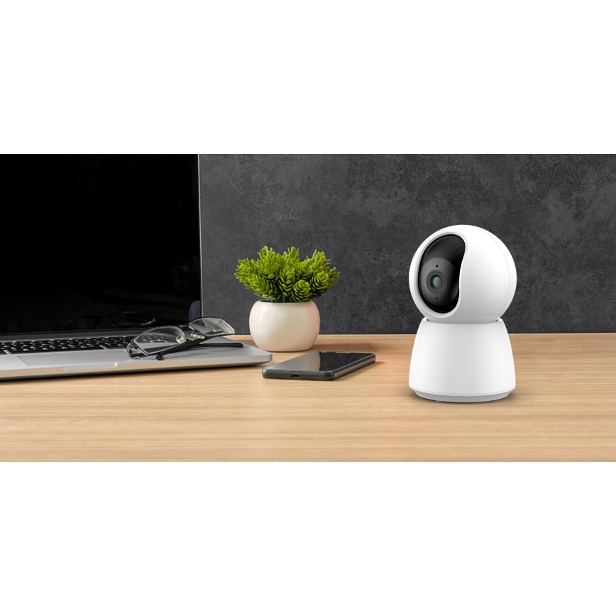 Caméra de surveillance intelligente Wi‑Fi Tuya 2K 5V blanche