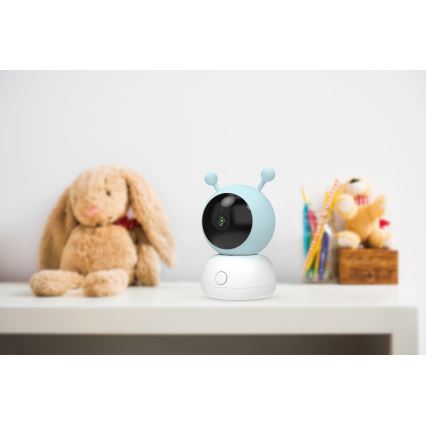 Moniteur pour bébé intelligent avec capteur de mouvement 2K, alimentation 5V, Wi‑Fi Tuya — rose/bleu