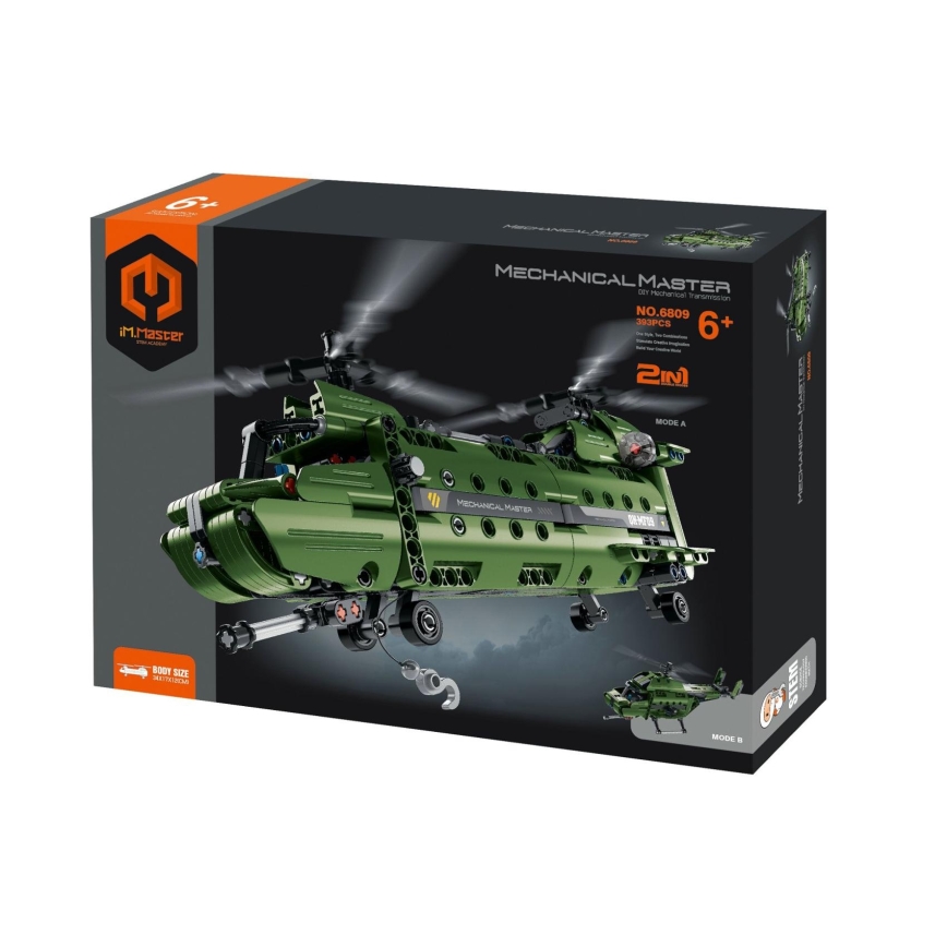 iM.Master - Kit de construction 2 en 1 : hélicoptère à entraînement mécanique, 393 pièces