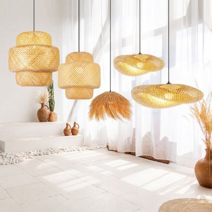 Suspension filaire HILO 1xE27/40W/230V d. 80 cm bambou