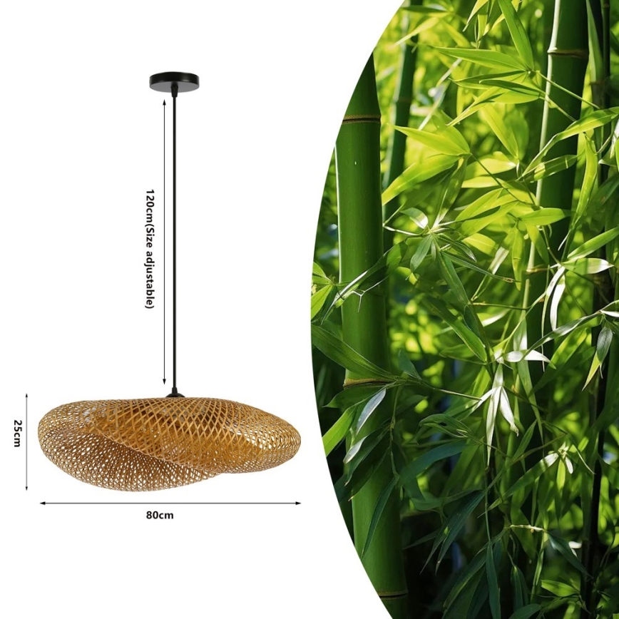 Suspension filaire HILO 1xE27/40W/230V d. 80 cm bambou