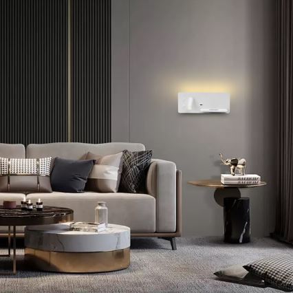 Immax 08285L - Spot mural avec tablette, port USB et charge sans fil Be PREPARE LED/3W/230V + LED/3W blanc