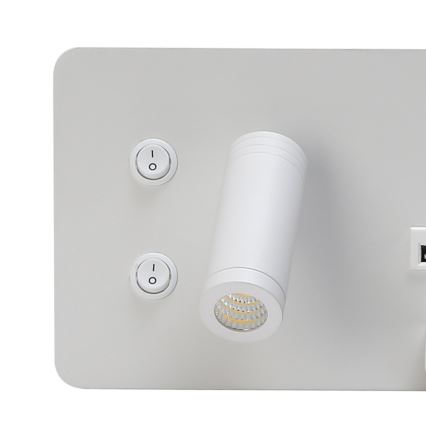 Immax 08285L - Spot mural avec tablette, port USB et charge sans fil Be PREPARE LED/3W/230V + LED/3W blanc