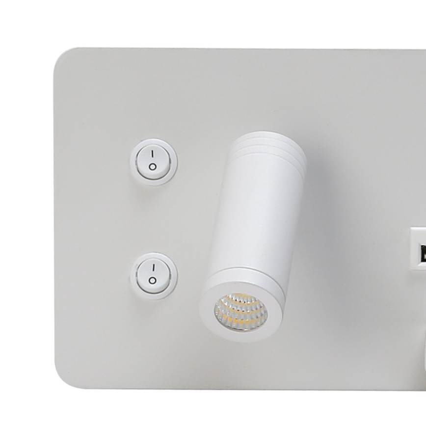 Immax 08285L - Spot mural avec tablette, port USB et charge sans fil Be PREPARE LED/3W/230V + LED/3W blanc