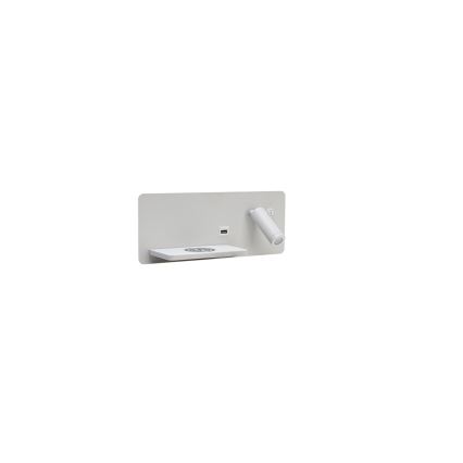 Immax 08286L - Spot mural avec tablette, port USB et charge sans fil Be PREPARE LED/3W/230V + LED/3W blanc