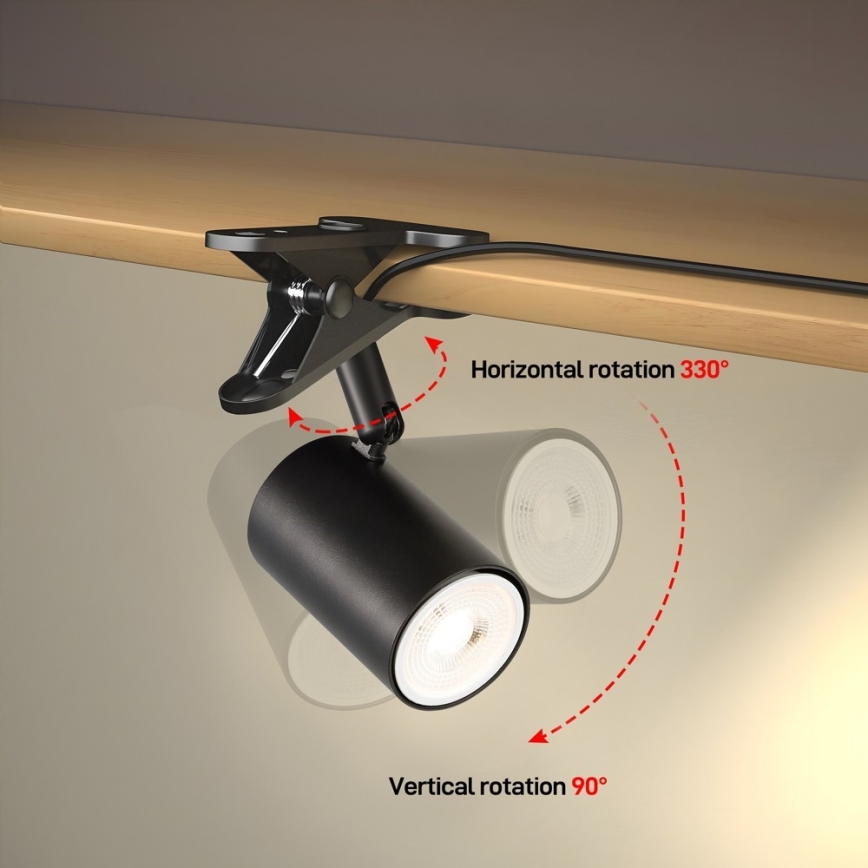 Lampe à pince PUNTO 1xGU10/9W/230V noire