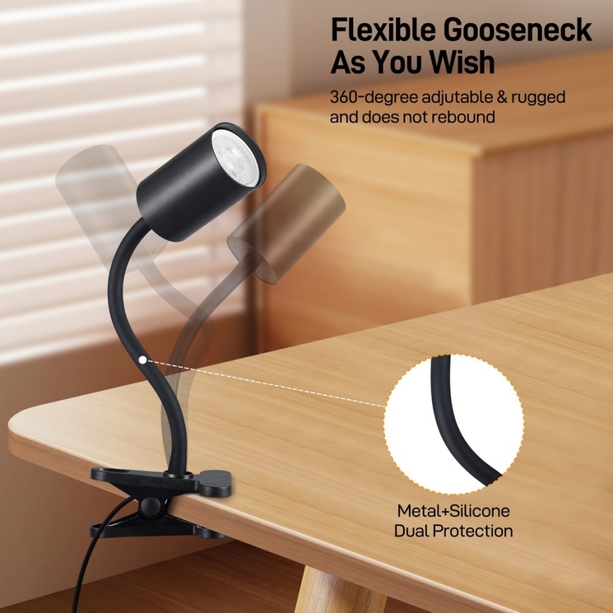 Lampe flexible à pince PUNTO 1xGU10/9W/230V noire