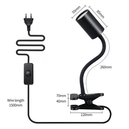 Lampe flexible à pince PUNTO 1xGU10/9W/230V noire