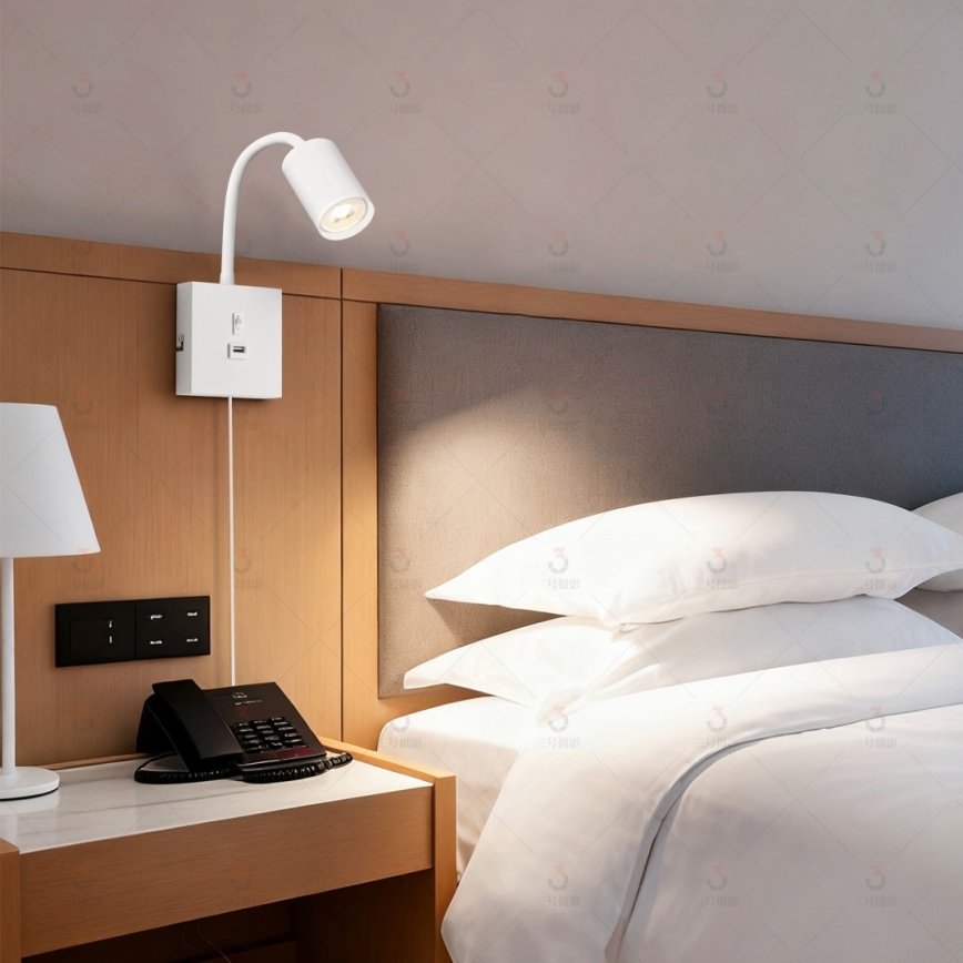 Applique murale PUNTO avec port USB 1xGU10/9W/230V blanche