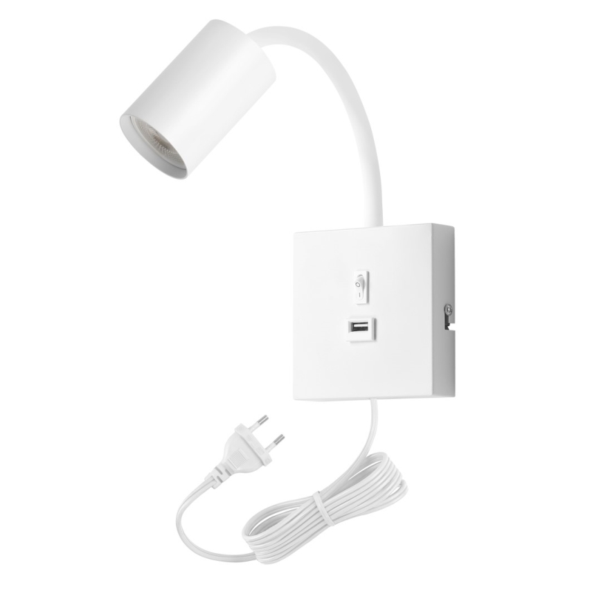 Applique murale PUNTO avec port USB 1xGU10/9W/230V blanche