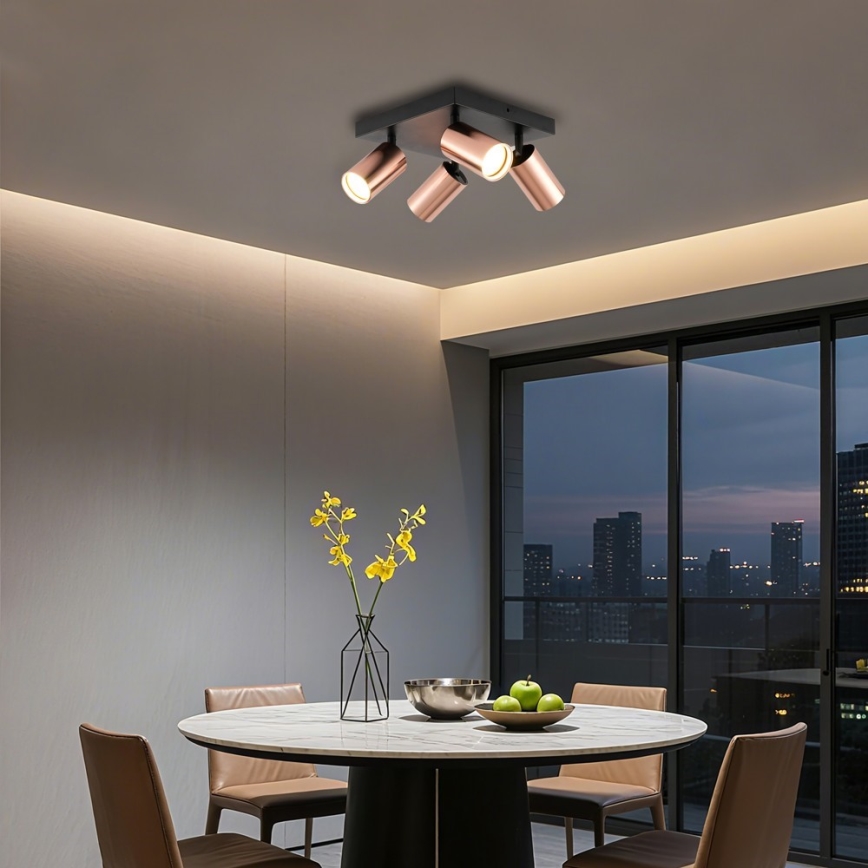 Spot orientable PUNTO 4xGU10/9W/230V, finition or rose