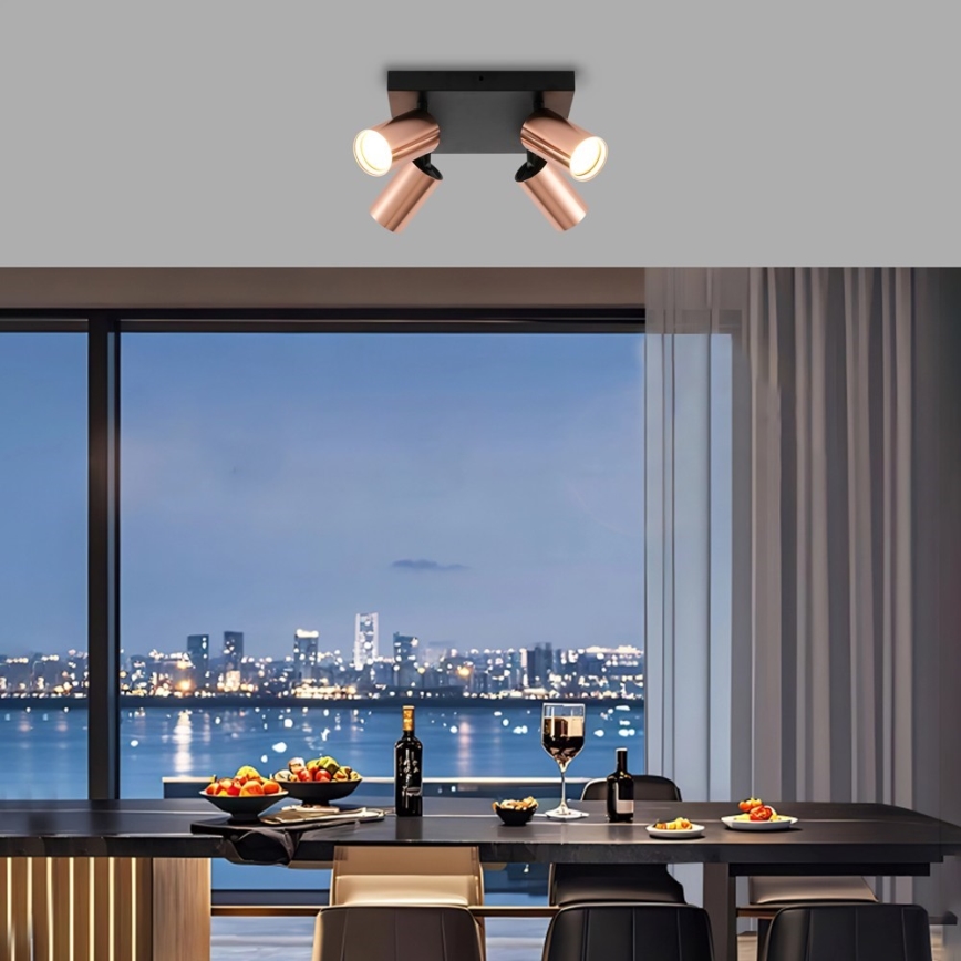 Spot orientable PUNTO 4xGU10/9W/230V, finition or rose