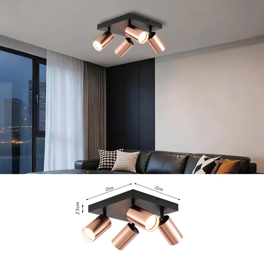 Spot orientable PUNTO 4xGU10/9W/230V, finition or rose