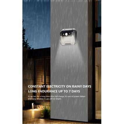 Applique murale solaire avec détecteur LED/3W/5,5V IP65 1200 mAh