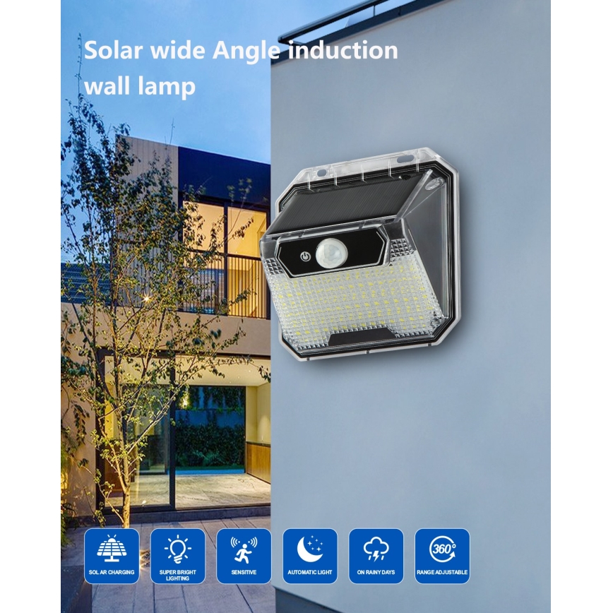 Applique murale solaire avec détecteur LED/3W/5,5V IP65 1200 mAh