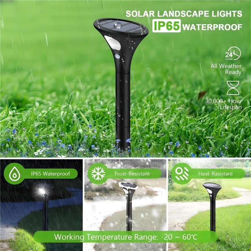 Lampe solaire avec détecteur LED/1W/3,7V 6000K IP65 1500 mAh