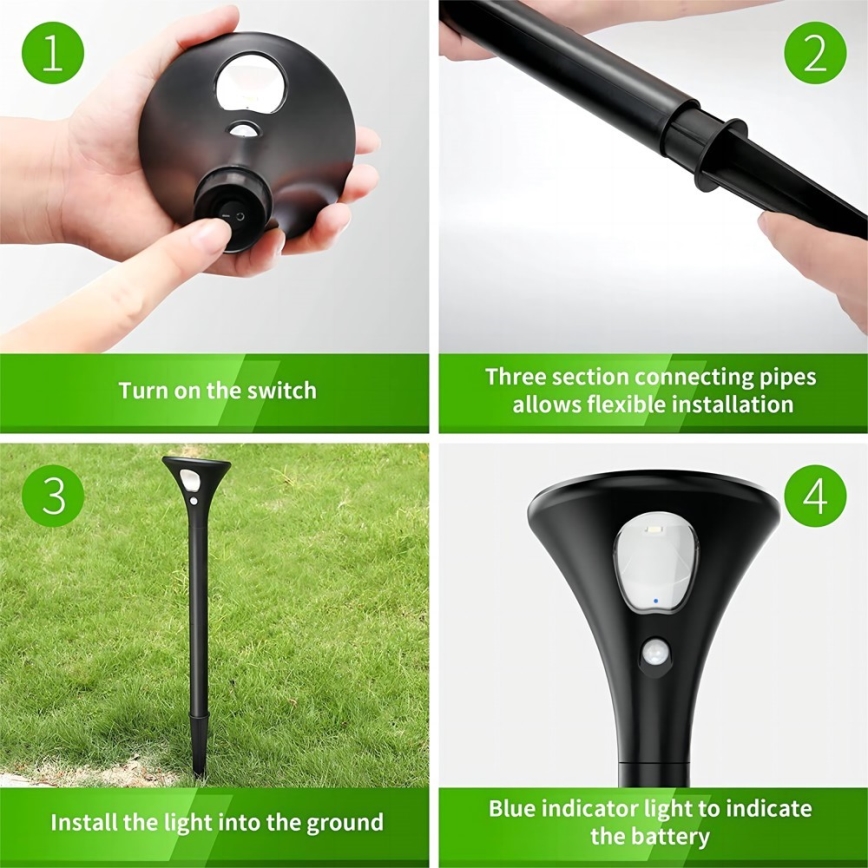 Lampe solaire avec détecteur LED/1W/3,7V 6000K IP65 1500 mAh