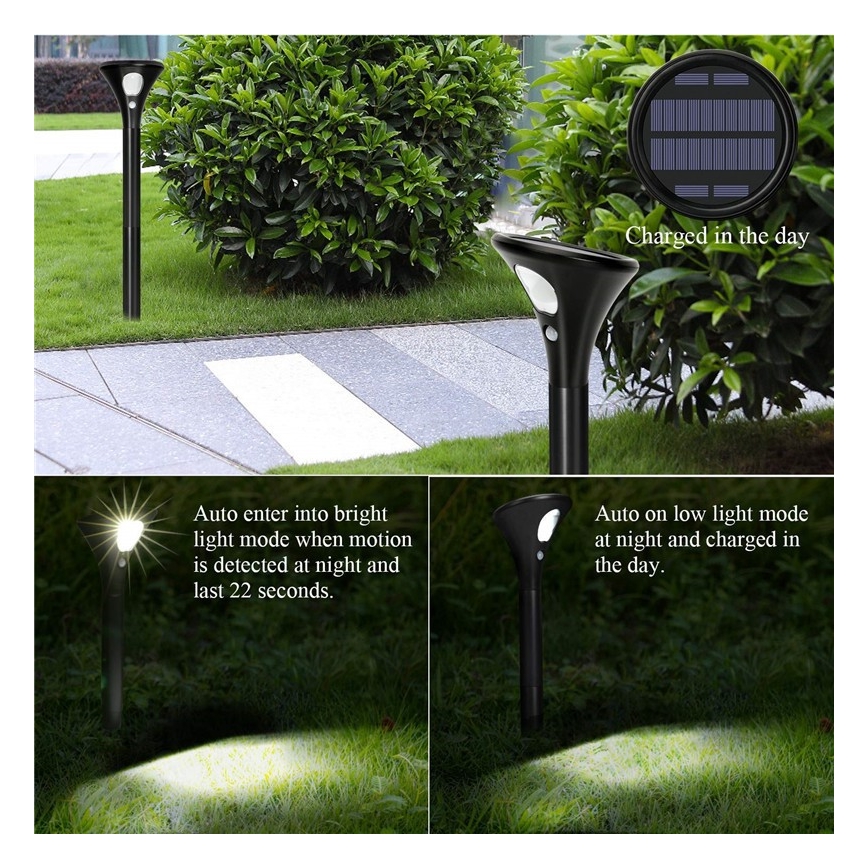 Lampe solaire avec détecteur LED/1W/3,7V 6000K IP65 1500 mAh