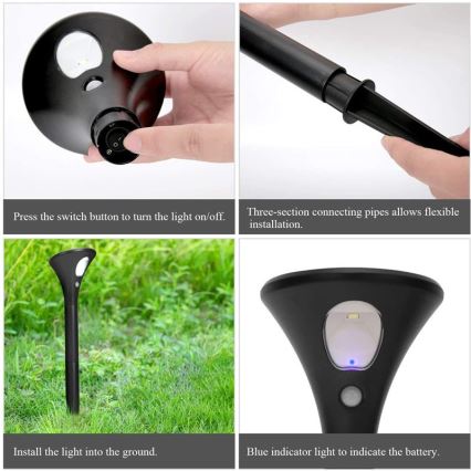 Lampe solaire avec détecteur LED/1W/3,7V 6000K IP65 1500 mAh