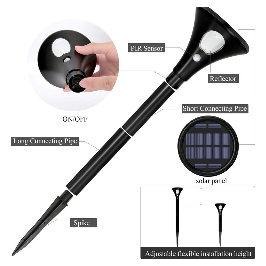 Lampe solaire avec détecteur LED/1W/3,7V 6000K IP65 1500 mAh