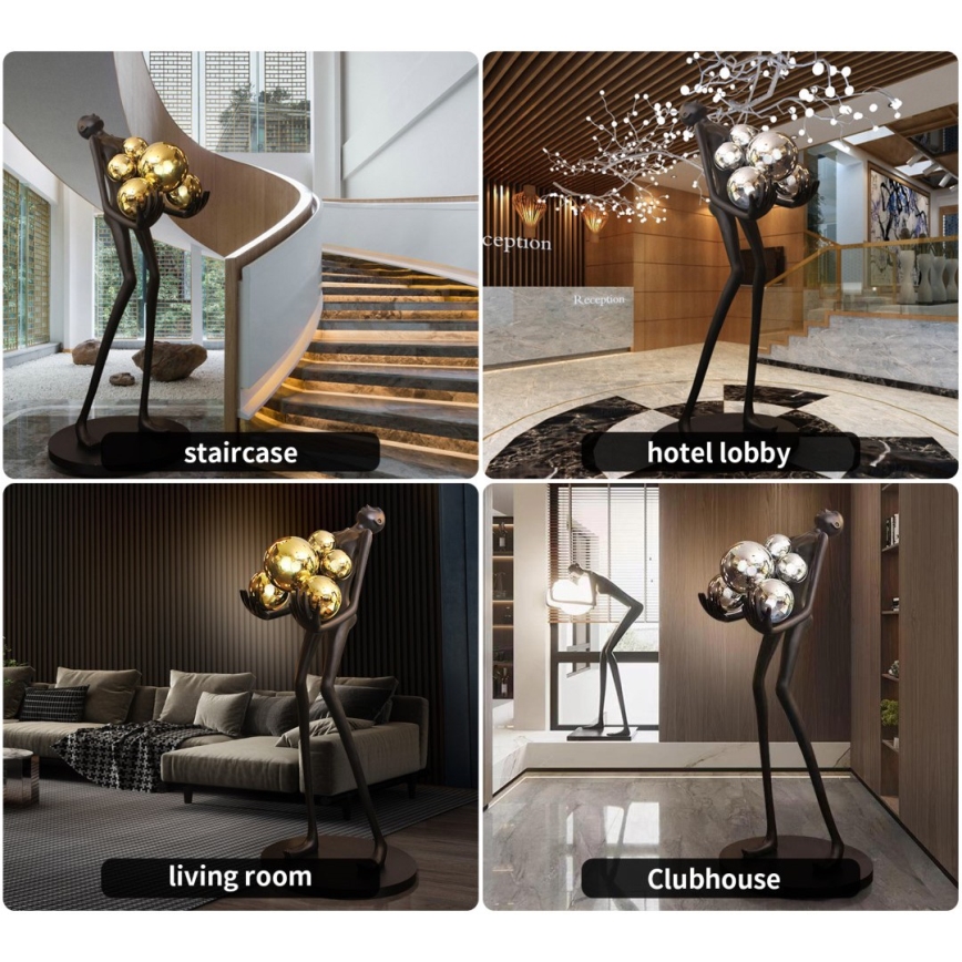 Lampadaire SILUETTE 6xE27/25W/230V 180 cm Human Ball
