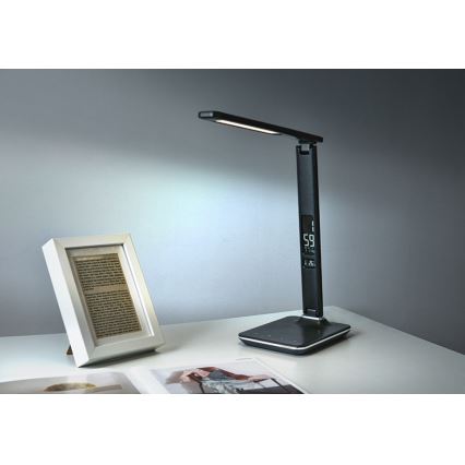 Lampe de table LED à intensité variable avec écran LED/9W/230V/12V noir