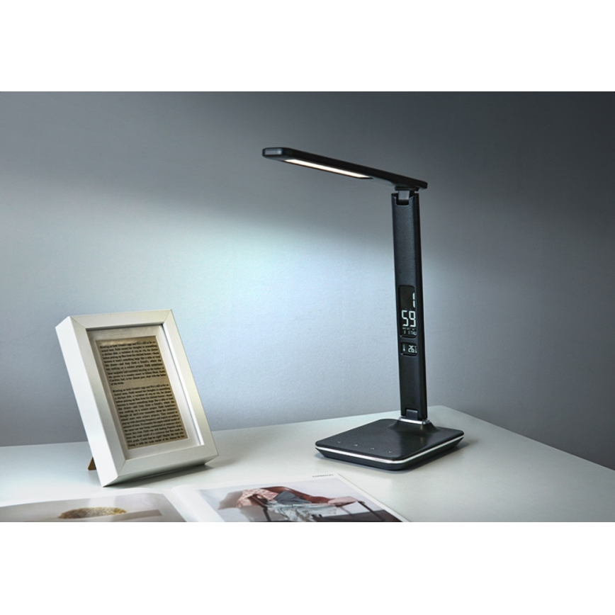 Lampe de table LED à intensité variable avec écran LED/9W/230V/12V noir
