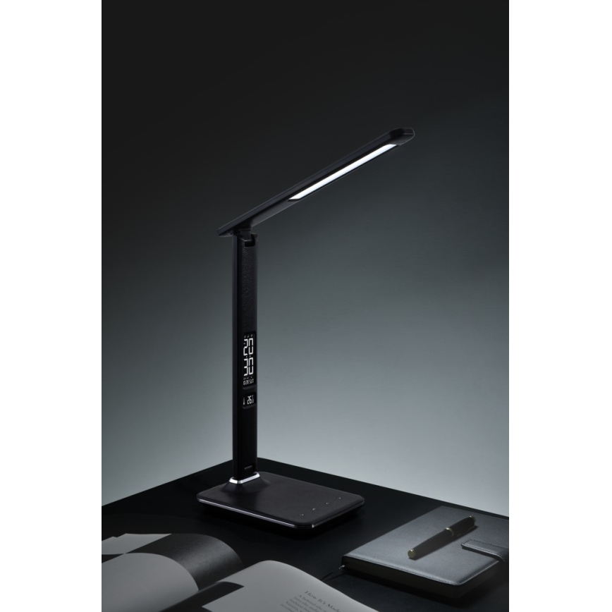 Lampe de table LED à intensité variable avec écran LED/9W/230V/12V noir