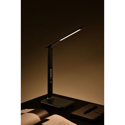 Lampe de table LED à intensité variable avec écran LED/9W/230V/12V noir