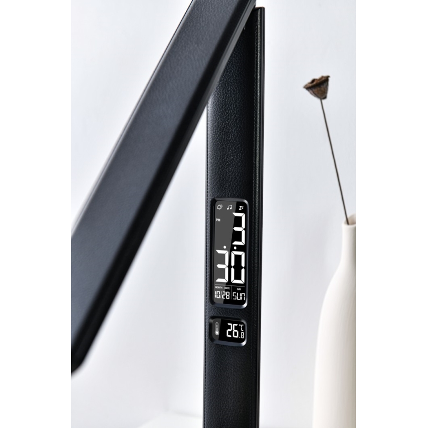 Lampe de table LED à intensité variable avec écran LED/9W/230V/12V noir
